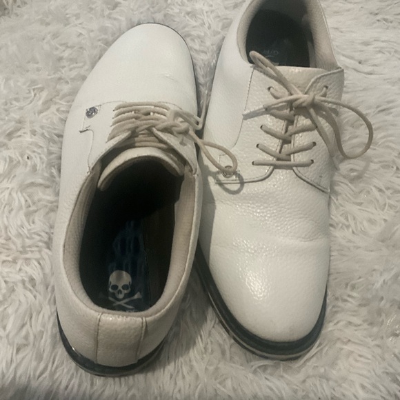 G/FORE White Leather Oxfords with Black Sole - Picture 2 of 3